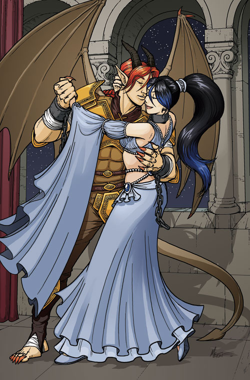 Romantic fan art illustration based on description and reference drawings